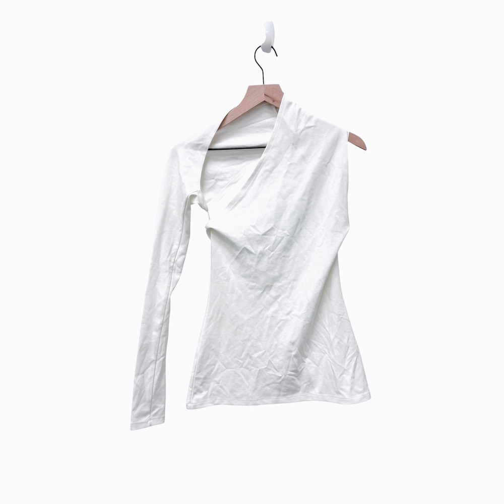 Asymmetrical One-Shoulder White Top - Picture 4 of 8